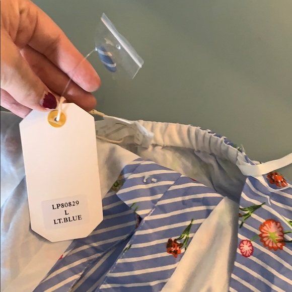 FLORAL STRIPED HALTER ROMPER - Picture 5 of 5